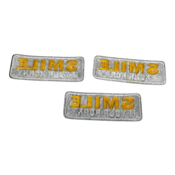 Funny Saying Iron On Patch 3pcs Embroidered - Black/Yellow/White - Picture 2 of 4